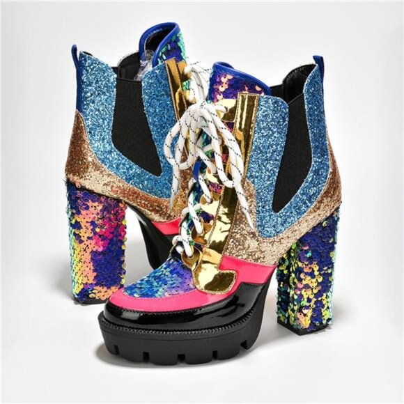 Women's Rhinestone Cowboy Booties Ankle Boots with Pointed Toe - Picture 6 of 7